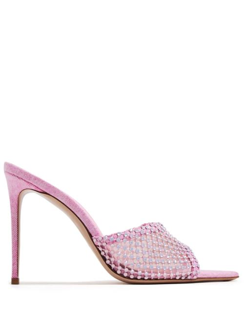 Rose pink leather mesh panelling crystal pump Le Silla | 2340A100R1PPSTB719